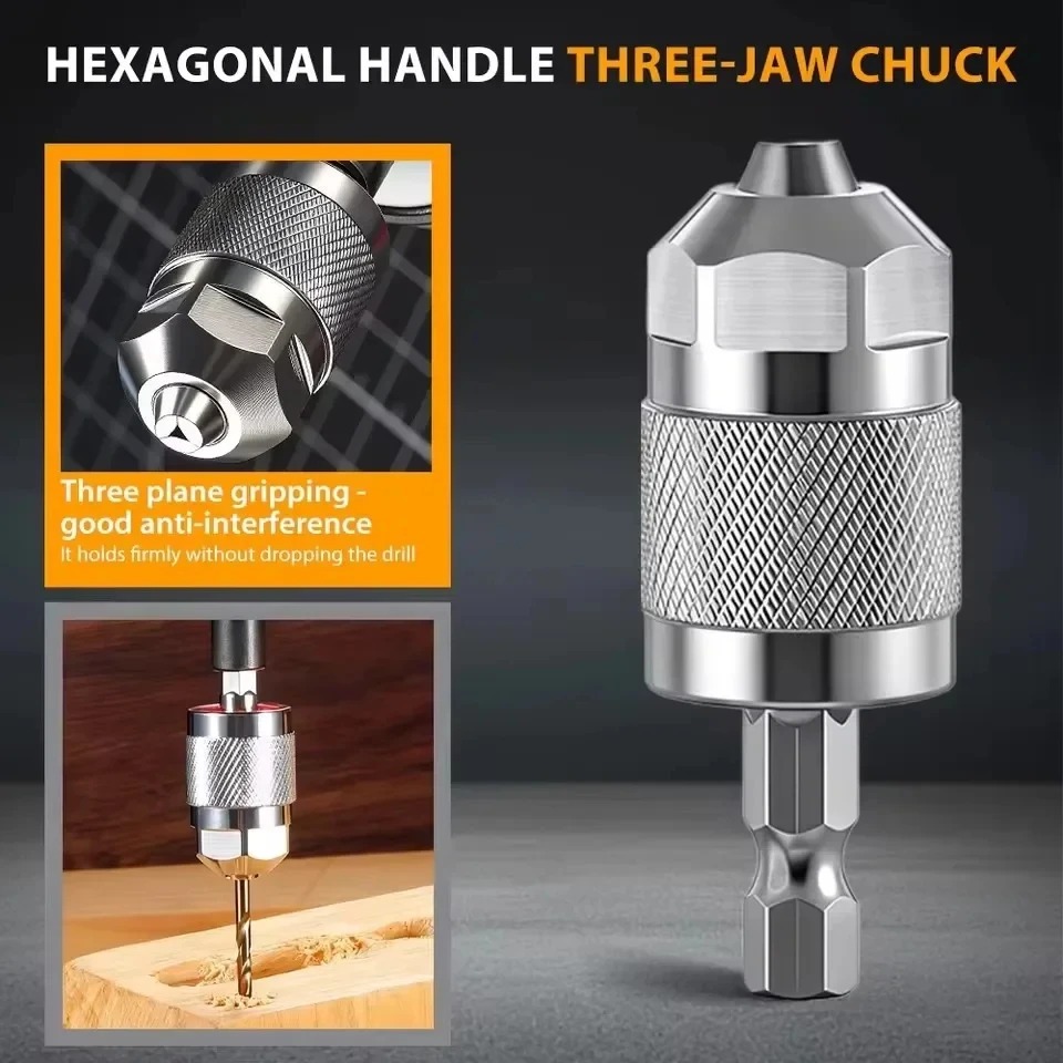 3-Jaw Keyless Drill Chuck Adap - Power Tools For Woodworking 评论和价格